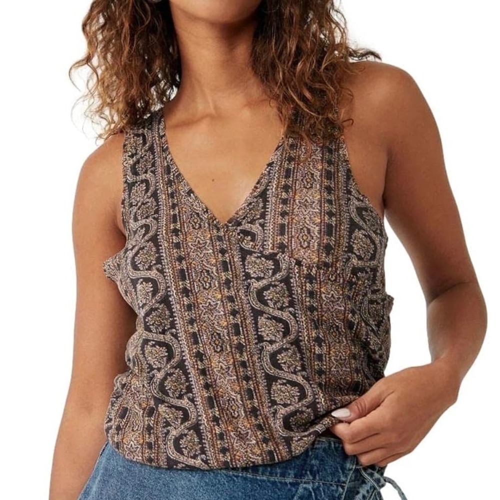 Free People Your Twisted Tank Top Black Combo Women Size Medium‎
